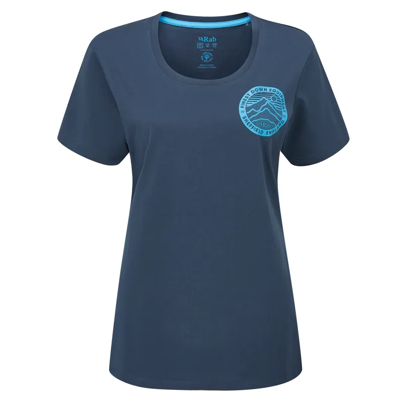 Rab Stance 3 Peaks Tee Womens - Deep Ink Organic Cotton T-Shirt