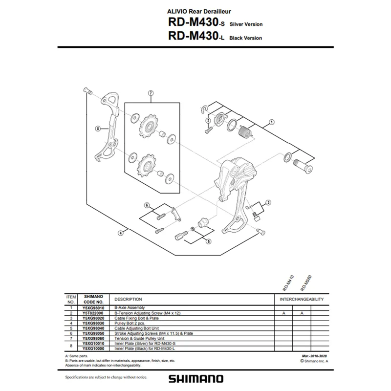 Shimano Alivio RD-M430 Cable Adjust Bolt 9 Speed Rear Derailleur-1