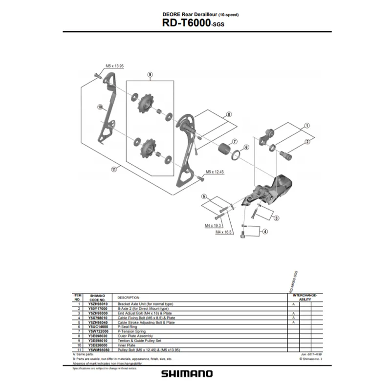 Shimano Deore  RD-T6000 Pulley Set for 10 Speed Rear Derailleur-1