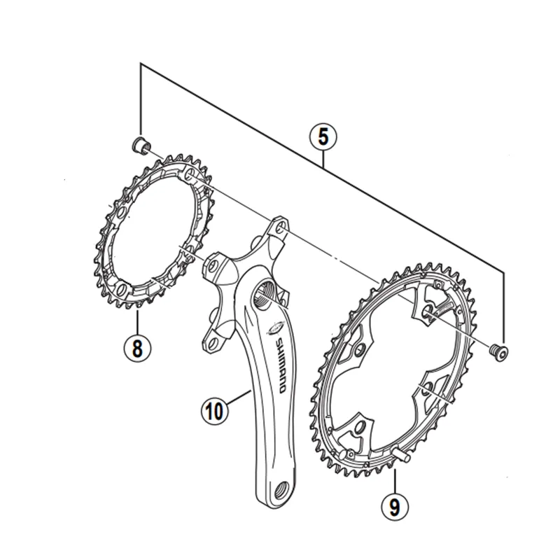 Shimano FC-M540 Double Chain Ring Bolts - 4 Pack Silver
