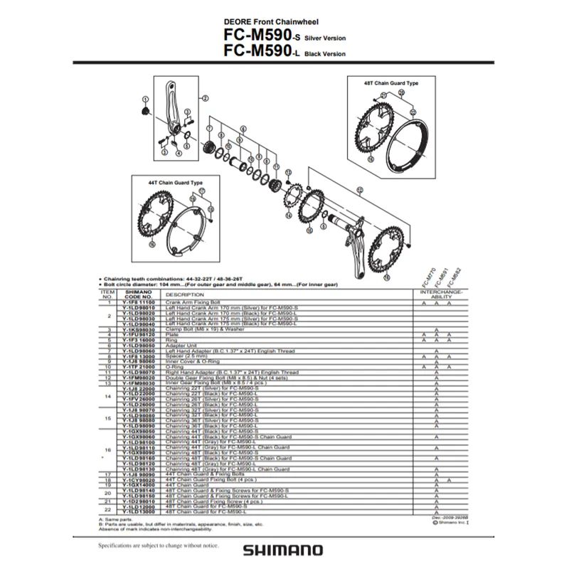 Shimano FC-M590 Chain Ring Inner and Middle Rings for Triple Chainset-1