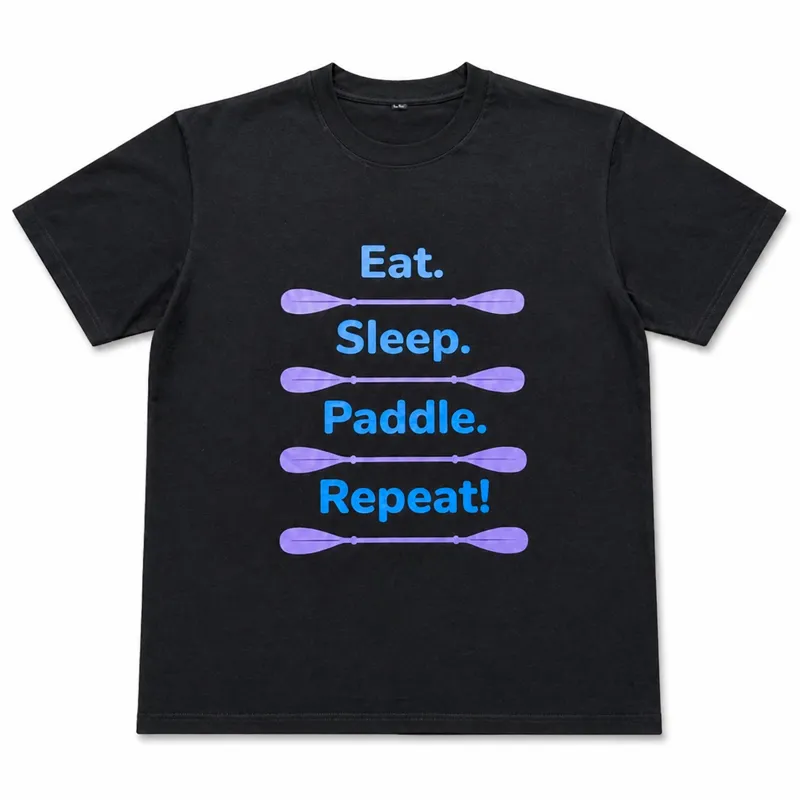 Summit to Sea Eat Sleep Paddle Repeat T-Shirt Unisex Black
