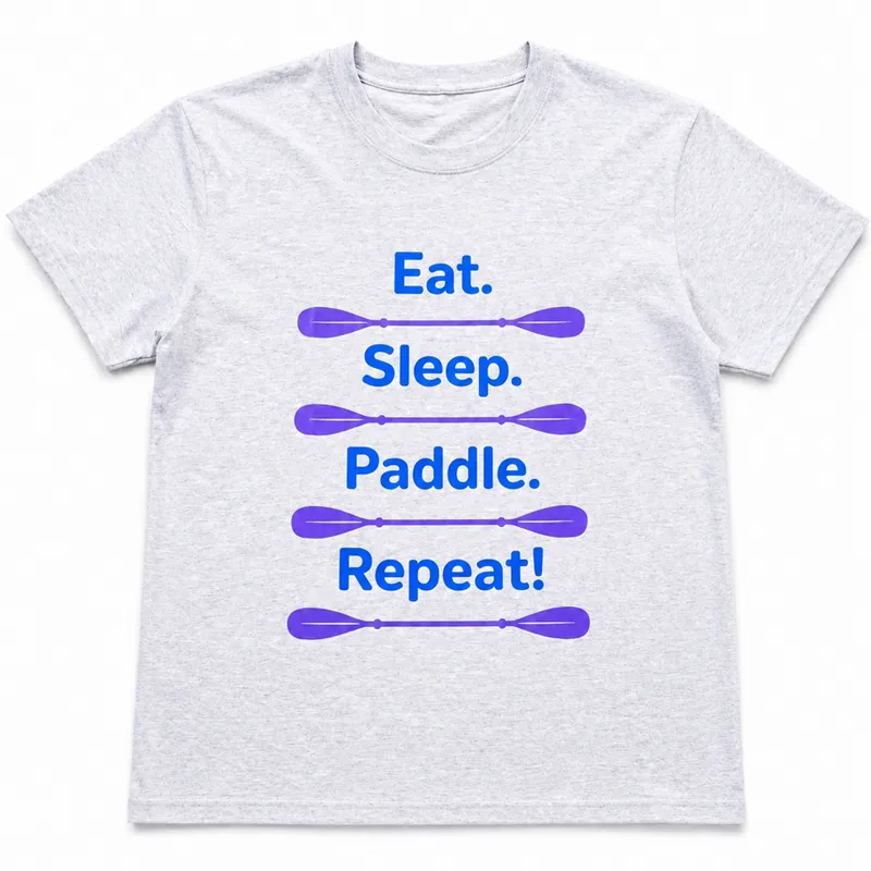 Summit to Sea Eat Sleep Paddle Repeat T-Shirt Unisex Marl Grey