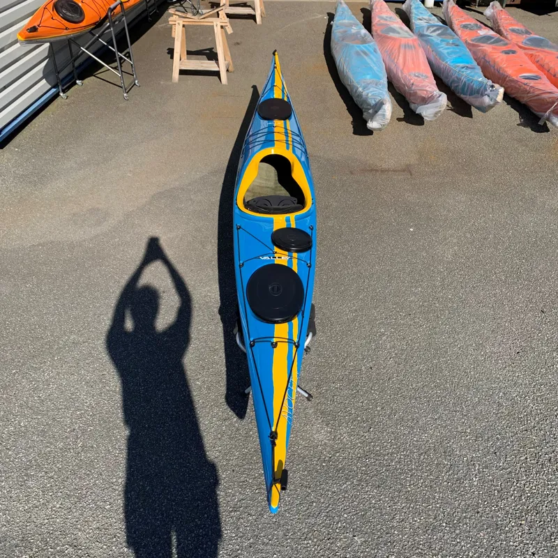 Valley Avocet LV Sea Kayak  - Carbon Kevlar Construction - Blue with Yellow Stripes-3