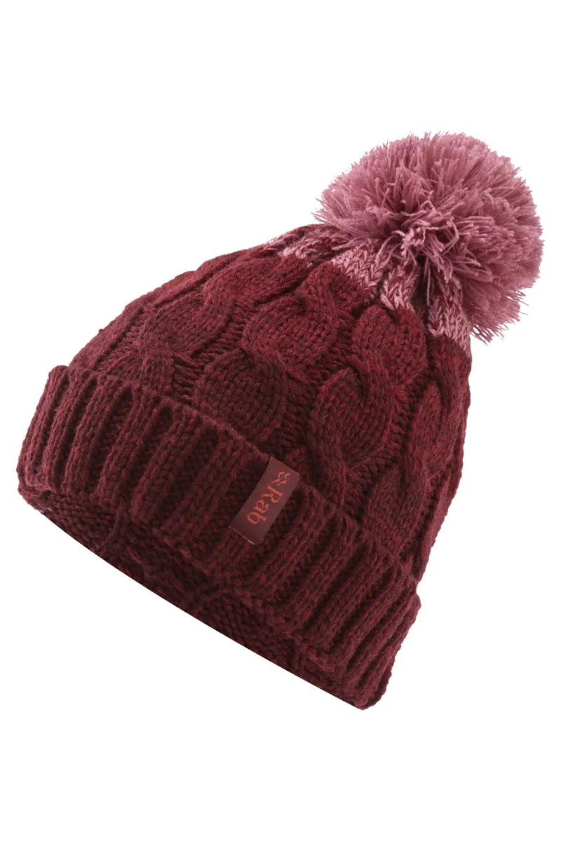 Rab Braid Beanie Womens - Oxblood Red Chunky Knit Beanie