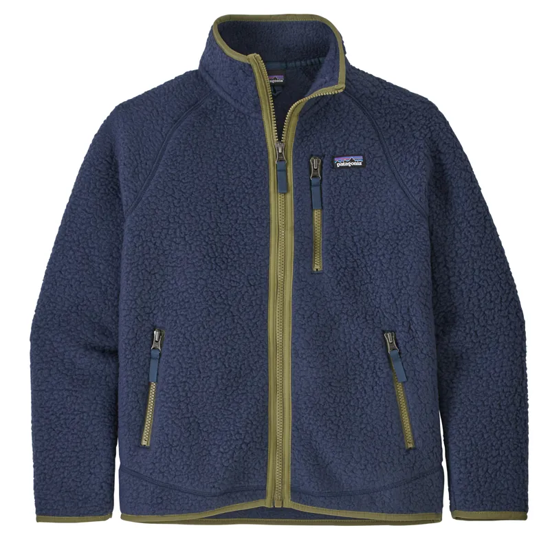 Patagonia Retro Pile Fleece Jacket Boy's- New Navy / Palo Green