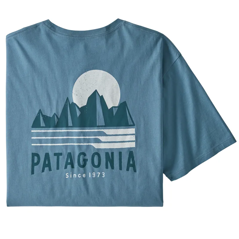 Patagonia Tube View Organic Cotton T-Shirt Mens - Pigeon Blue