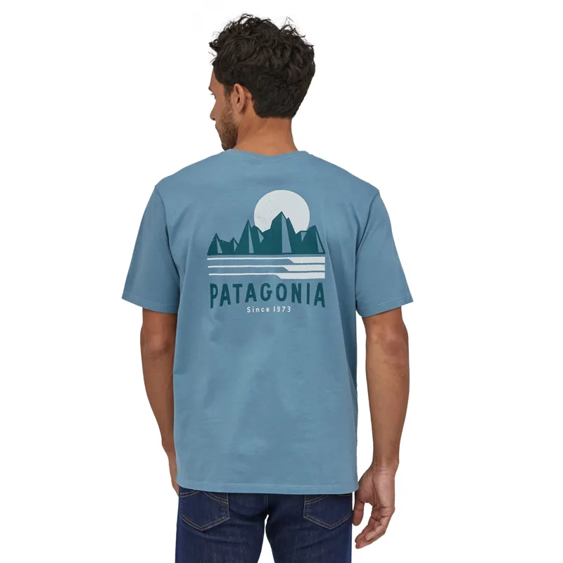Patagonia Tube View Organic Cotton T-Shirt Mens - Pigeon Blue-2