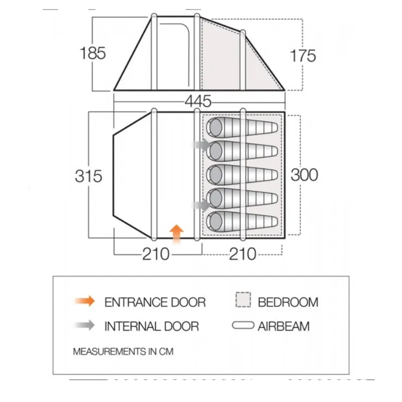 Vango Skye Air 500 - Green - 5 Berth Family Airbeam Tent-1