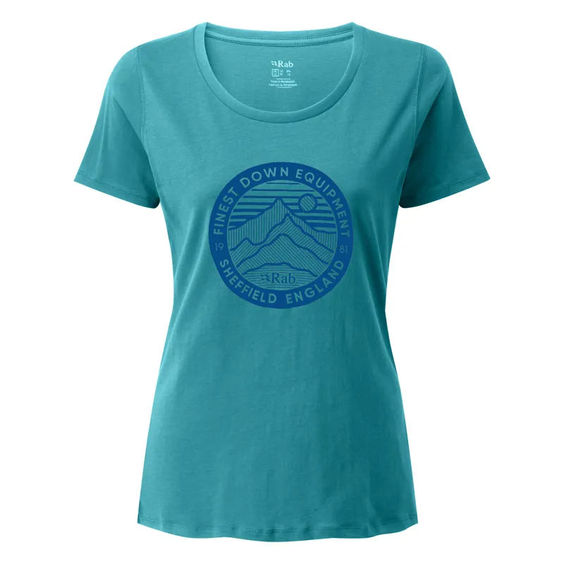 Rab Stance 3 Peaks Tee Womens Serenity Organic Cotton T-Shirt