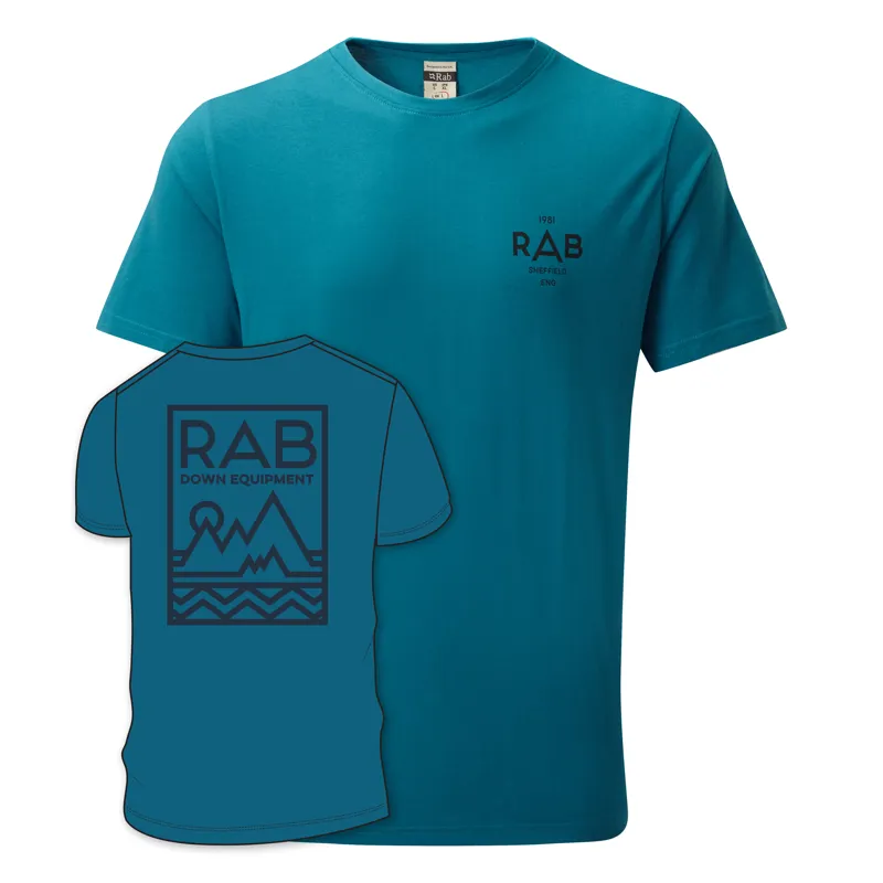 Rab Stance Geo SS Tee Mens Azure Blue Organic Cotton T-Shirt