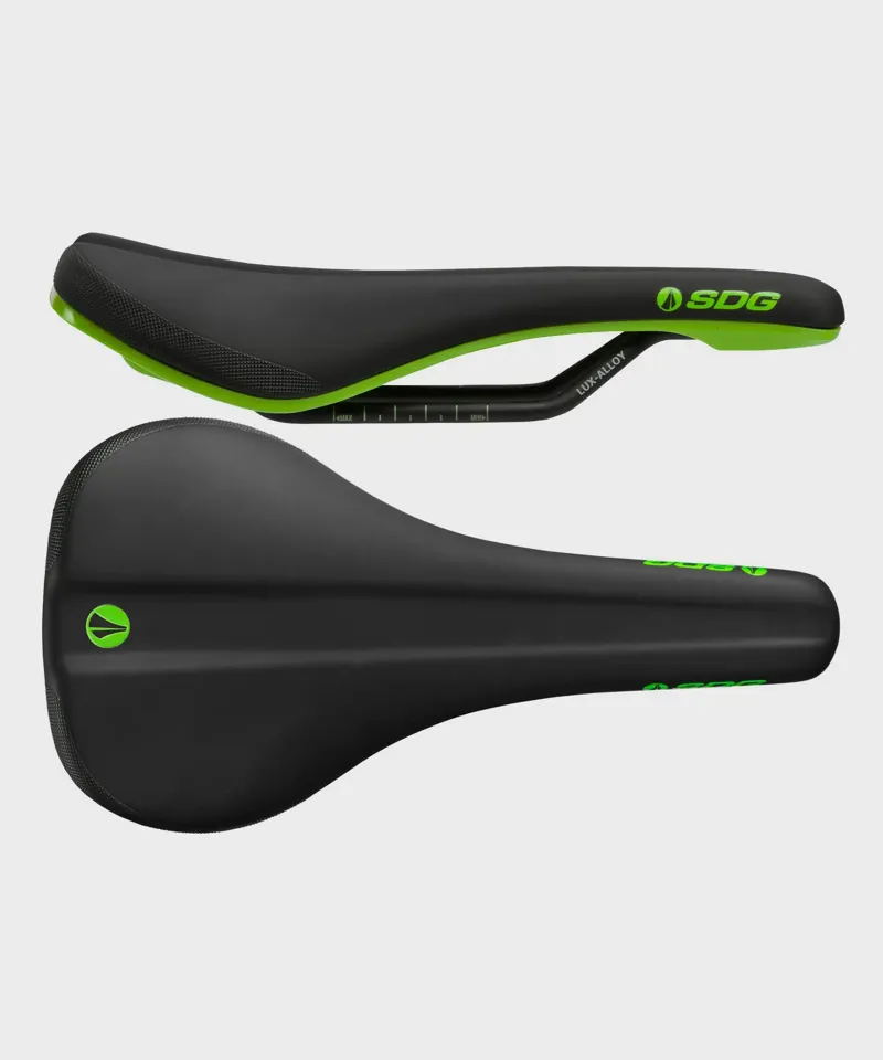 SDG Bel Air 3.0 Lux-Alloy Rail Saddle Black Microfibre Top Green Base